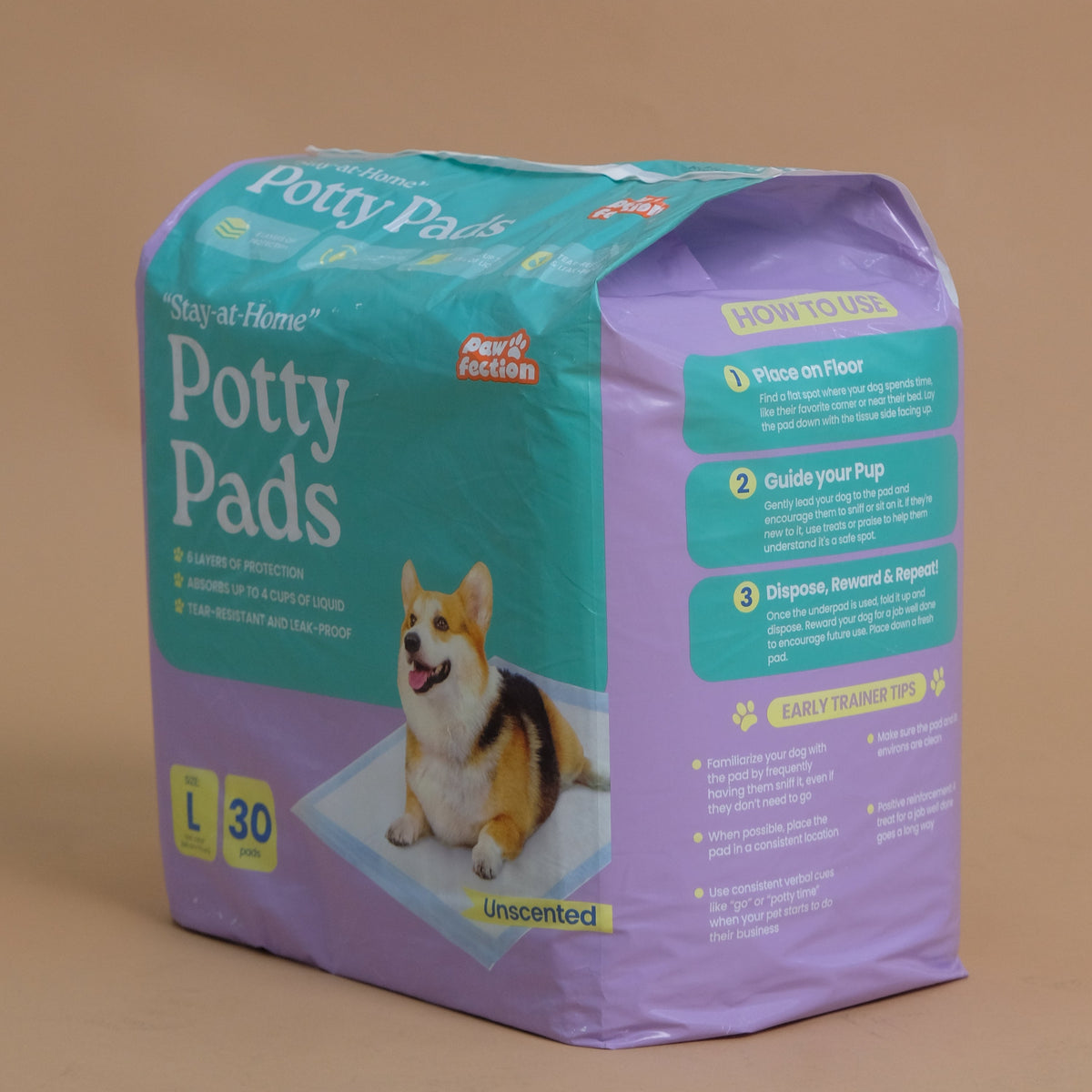 Pawfection "Stay-at-Home" Potty Pads, Size L (23.6" x 29.5")