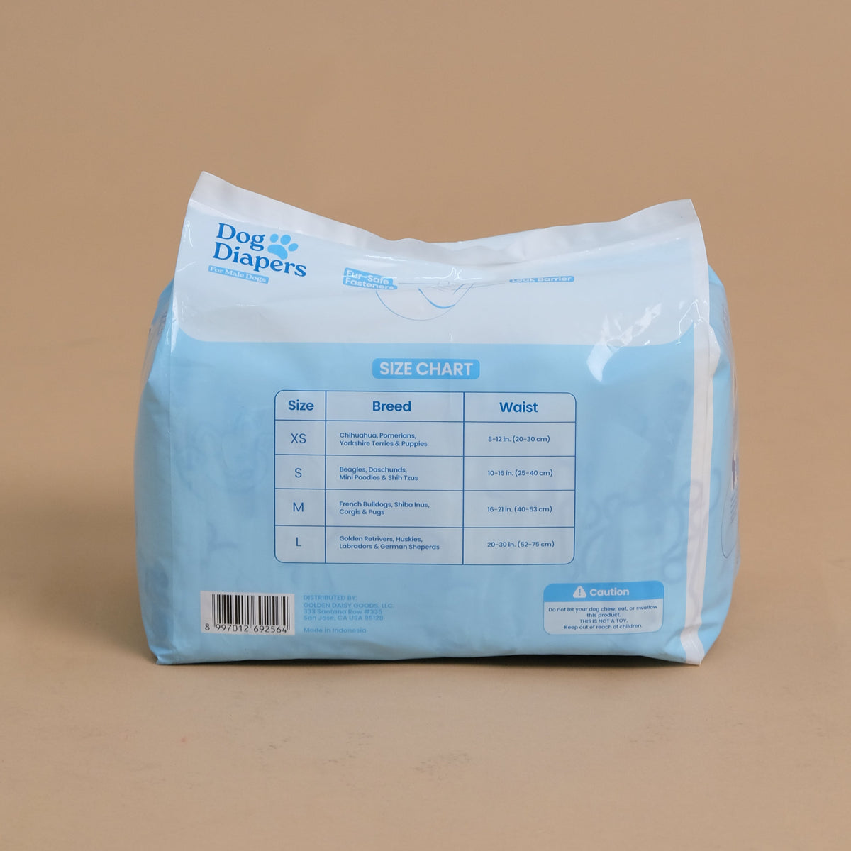 Pawfection Male Dog Diapers, Size S, 20 ct