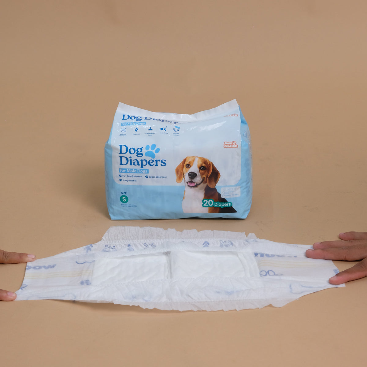 Pawfection Male Dog Diapers, Size S, 20 ct