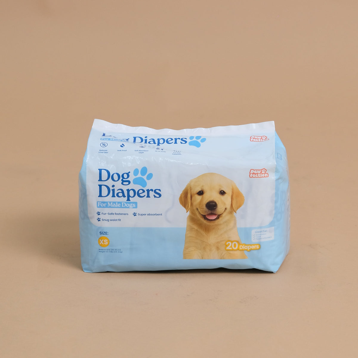 Pawfection Male Dog Diapers, Size XS, 20 ct