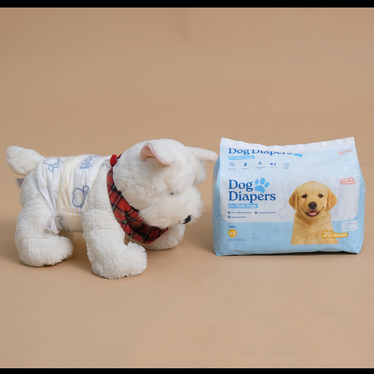 Pawfection Male Dog Diapers, Size XS, 20 ct