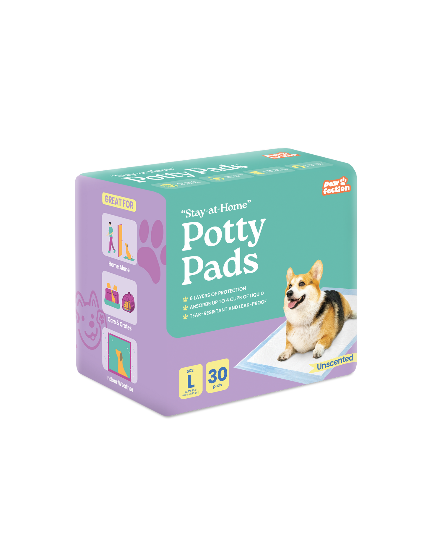 Pawfection "Stay-at-Home" Potty Pads, Size L (23.6" x 29.5")