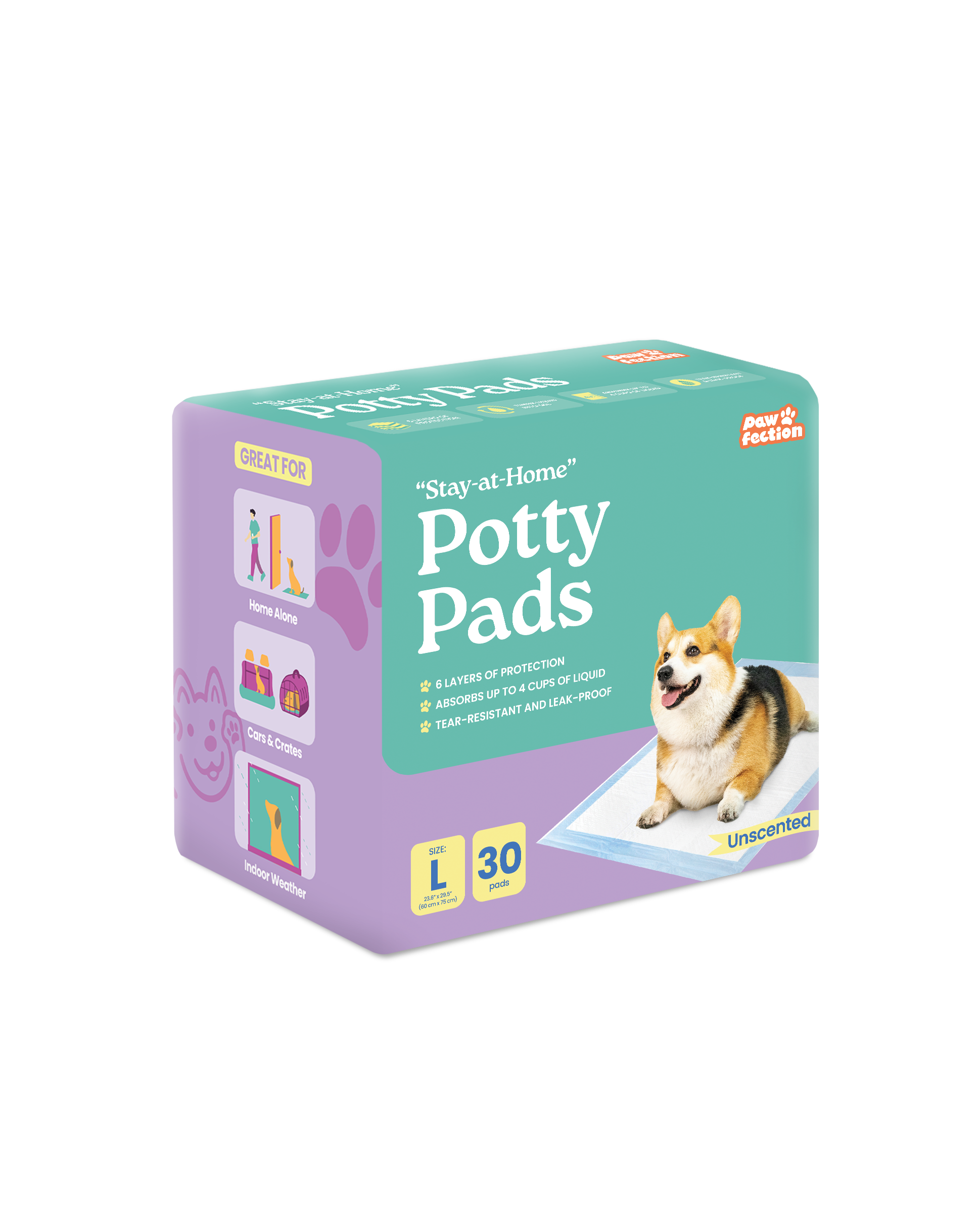 Pawfection "Stay-at-Home" Potty Pads, Size L (23.6" x 29.5")